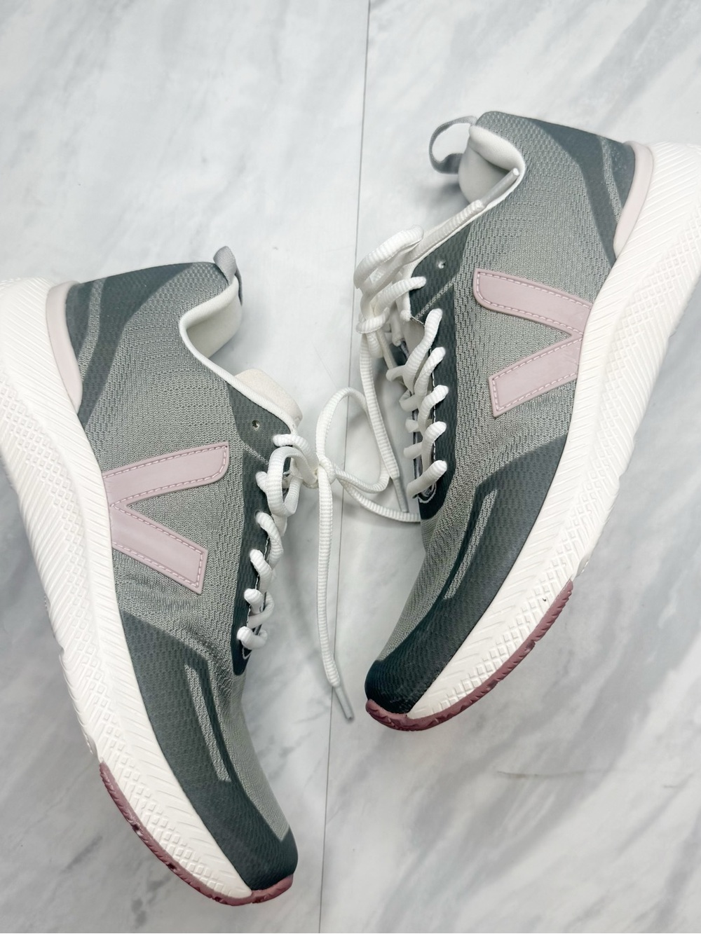 Veja Gray and Pink Women's Athletic Sneakers